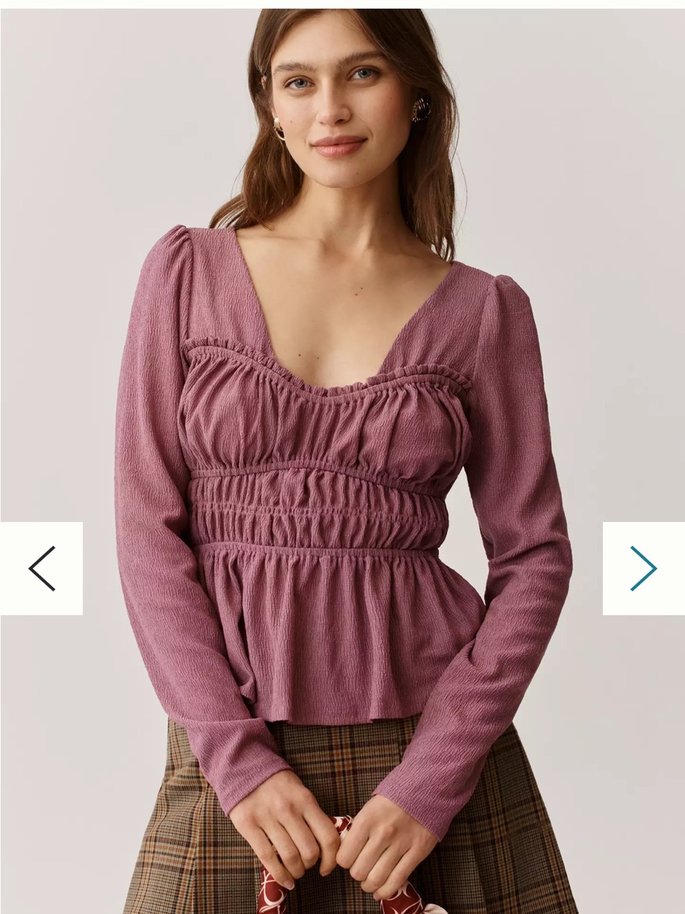 Maeve Long-Sleeve Smocked Top